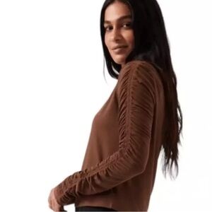 Athleta All Around Ruched Top Mahogany Brown Plus Size XS